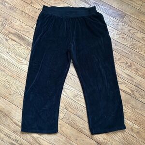 Royale Lady Y2K Black Velour Lounge Pants Plus Size 3X Wide Leg Elastic Waist